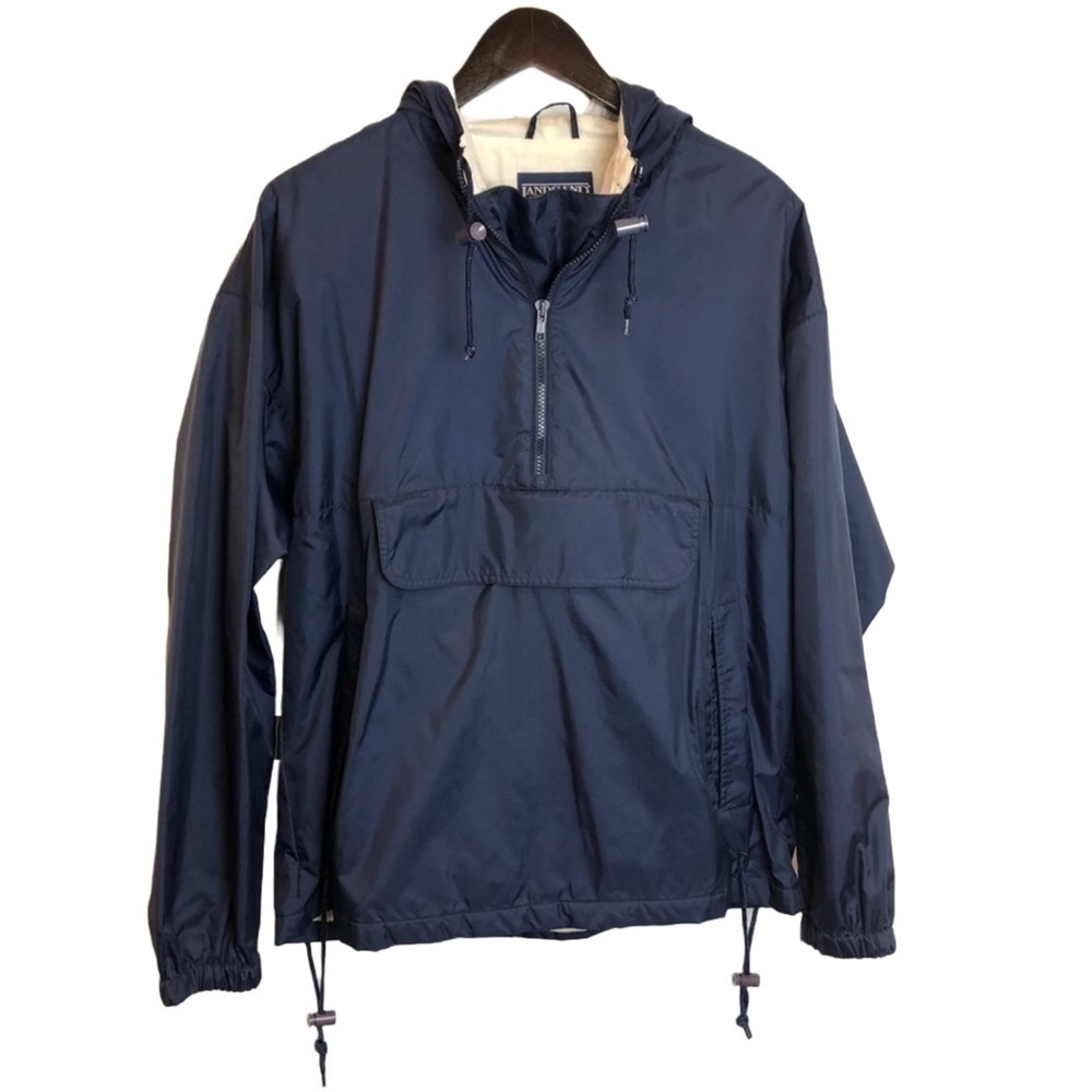 Lands End Packable Navy Unisex Half Zip Lined Jacket M